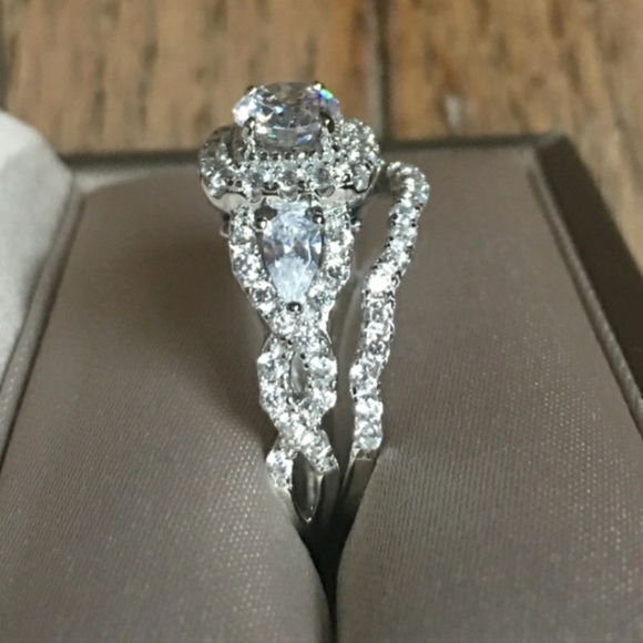 3pcs Stamp 925 Silver Engagement Bridal set - Picture 5 of 5